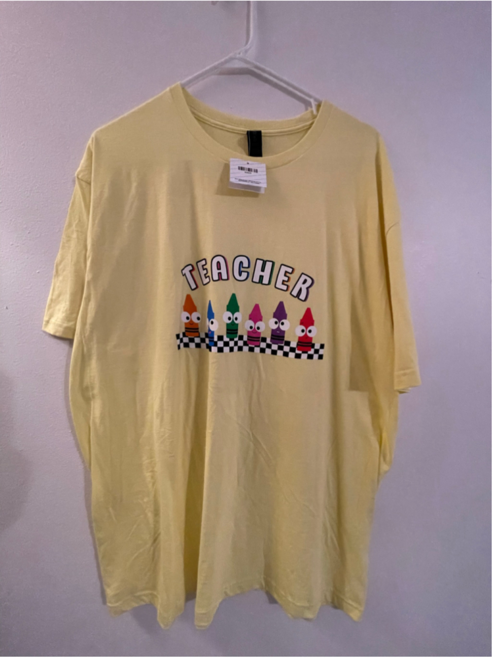 Women's Gildan Teacher Graphic Short Sleeve Tee Yellow Size XL